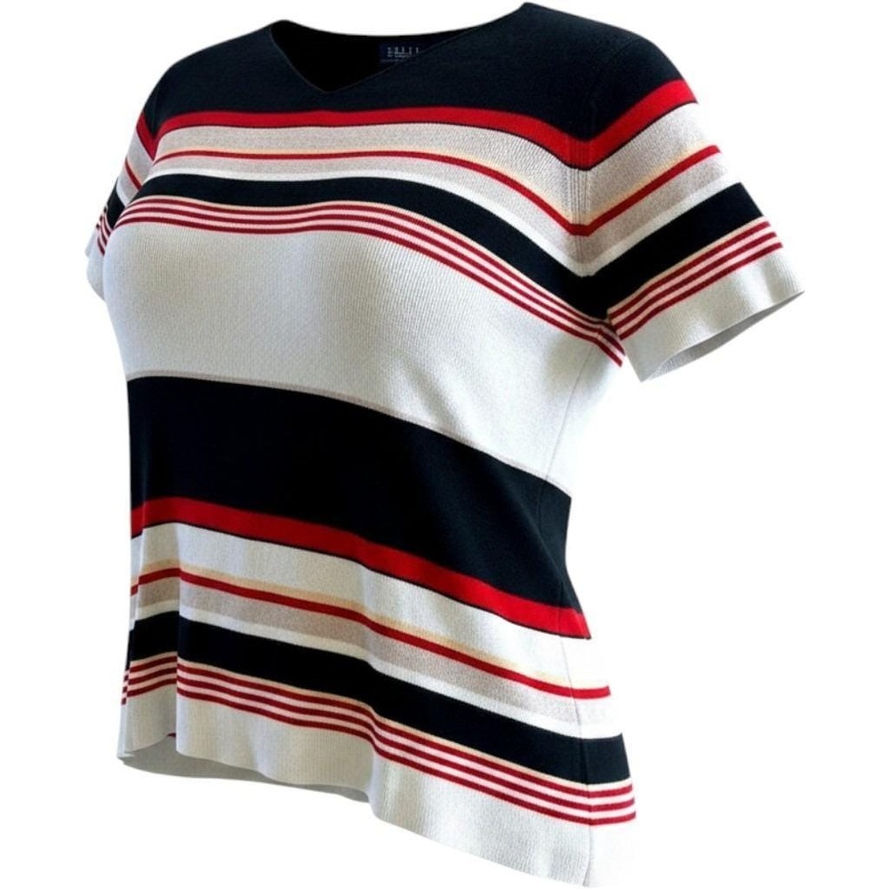 Vintage Crazy Horse Knit Top Woman 1 Cotton Striped Short Sleeve Preppy Nautical
